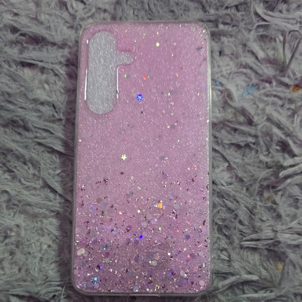 Unbranded Beautiful Pink & Silver Glitter Starry Night Samsung S24 Case (NEW)